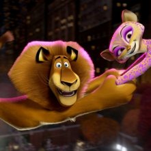 Madagascar 3: ricercati in Europa, Alex e Gia in un'acrobatica scena del film