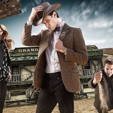 Matt Smith, Arthur Darvill e Karen Gillan in un'immagine promozionale dell'episodio A Town Called Mercy della settima stagione di Doctor Who