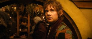 Un intenso primo piano di Martin Freeman, alias Bilbo Baggins, in Lo Hobbit - Un viaggio inaspettato