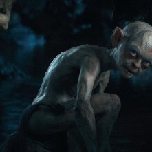 Un'inquietante immagine di Andy Serkis nei panni di Gollum in Lo Hobbit - Un viaggio inaspettato