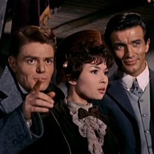 Marco Guglielmi con Dany Carrel e Pierre Brice in una scena del film Il mulino delle donne di pietra