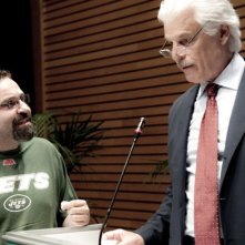 Viva l'Italia: il regista Massimiliano Bruno sul set del film insieme a Michele Placido