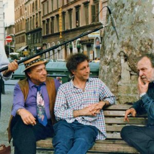 Francesco Barnabei sul set del film documentario Complimenti che carattere, con Gianni Musy e Francesco Gabriele