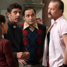 Valeria Graci, Luca Laurenti, Gianluca Fubelli, Stefano Chiodaroli sul set di Don Luca c'è