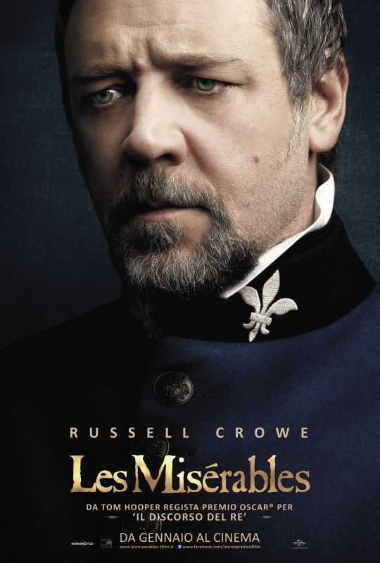 Les Miserables Il Character Poster Italiano Con Russell Crowe Nel Ruolo Di Javert 254723
