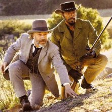 Christoph Waltz insieme a Jamie Foxx in una scena di Django Unchained