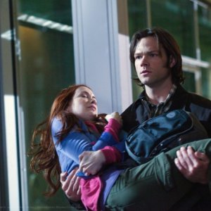 Jared Padalecki e Felicia Day nell'episodio The Girl with the Dungeons and Dragons Tattoo della settima stagione di Supernatural