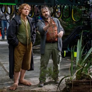 Lo Hobbit - Un viaggio inaspettato: Martin Freeman e Peter Jackson sul set