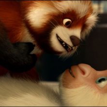 Le avventure di Fiocco di Neve: Fiocco di neve con l'amico procione rosso in una scena