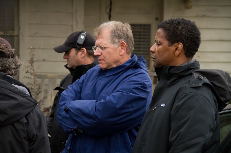 Robert Zemeckis e Denzel Washington sul set di Flight