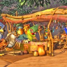 Zambezia: il giovane Kai in una scena del film insieme all'amico Ezee fa gossip con gli altri uccelli