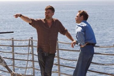 Paul Thomas Anderson e Joaquin Phoenix su una barca durante le riprese di The Master