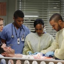 Grey's Anatomy: Sarah Drew, Richard Kahan, Gaius Charles, Jerrika Hinton e Jesse Williams nell'episodio Thigns We Said Today, della nona stagione