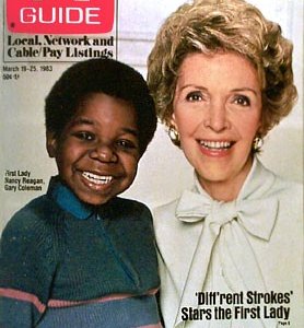 Gary Coleman con Nancy Reagan sulla cover di TV Guide per promuovere l'episodio 'Conta le tue pulsazioni' della terza stagione di Arnold