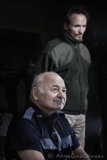 James Parks e Burt Young sul set di The Elevator