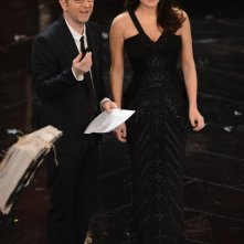 Sanremo 2013: Fabio Fazio con Ilaria D'Amico durante la prima serata del Festival