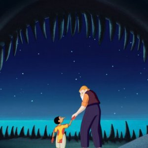 Pinocchio: Pinocchio e Mastro Geppetto in una scena del film di Enzo d'Alò