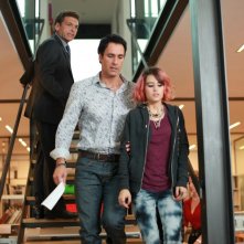 Buongiorno papà: Ninni Bruschetta con Raoul Bova e Rosabell Laurenti Sellers in una scena del film