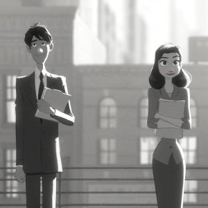 Paperman: George e Meg in una scena del cortometraggio animato