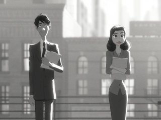 Paperman: George e Meg in una scena del cortometraggio animato