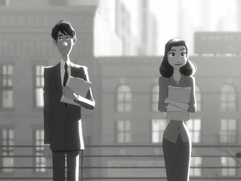 Paperman: George e Meg in una scena del cortometraggio animato