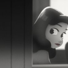 Paperman: Meg in una scena del cortometraggio animato in bianco e nero diretto da John Kahrs