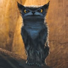 I Croods: uno strano animale preistorico in una scena del film