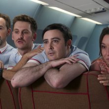 Gli amanti passeggeri: Javier Cámara, Raúl Arévalo,  Carlos Areces e Lola Dueñas in un'immagine del film