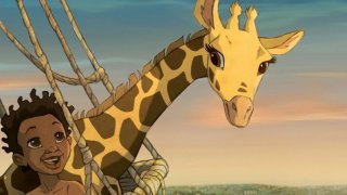 Le avventure di Zarafa - Giraffa Giramondo: il piccolo Maki sorride insieme alla giraffa Zarafa in una scena