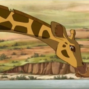 Le avventure di Zarafa - Giraffa Giramondo: Maki con la giraffa Zarafa in una tenera scena
