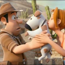 Le avventure di Taddeo l'esploratore: Sara, Taddeo e il cane Jeff in una scena