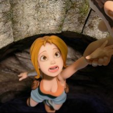 Le avventure di Taddeo l'esploratore: Taddeo tenta di salvare Sara dal pericolo in una scena