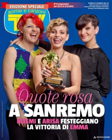 Sanremo 2012 - Arisa, Noemi e Emma Marrone sulla cover di Sorrisi