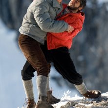 K2: la montagna degli italiani: Marco Bocci e Michele Alhaique in una scena della fiction