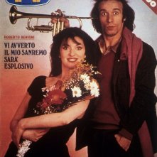 Sanremo 1980 - Roberto Benigni con Olimpia Carlisi sulla cover di TV Sorrisi e Canzoni
