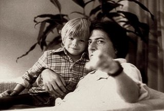 Dustin Hoffman sul set di Kramer contro Kramer con Justin Henry