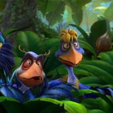 Dino e la macchina del tempo: alcune strane creature del passato in una scena