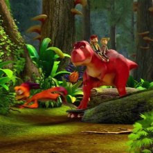 Dino e la macchina del tempo: una colorata immagine tratta dal film