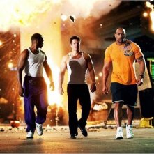 Mark Wahlberg, Anthony Mackie e Dwayne Johnson in Pain & Gain di Michael Bay
