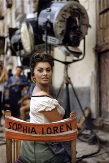 Sophia Loren sul set.