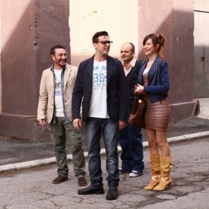 Una notte agli studios: Giorgia Wurth, Enrico Silvestrin, Claudio Insegno e Beppe Iodice in una scena