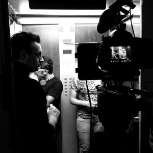 Il set di UP & DOWN, con il Lorenzo Lombardi (regista), N. Santi Amantini (Dop)