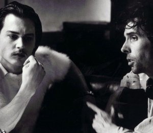Johnny Depp sul set di Ed Wood con Tim Burton