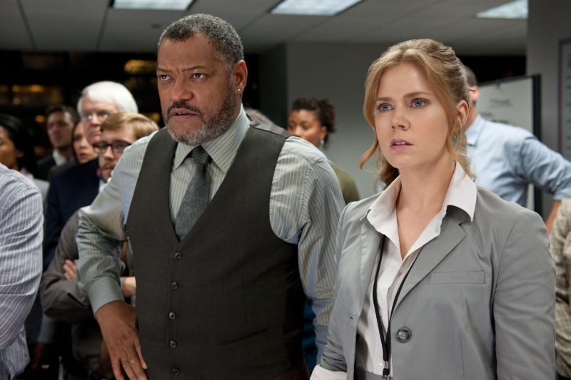 L'uomo d'acciaio: Amy Adams e Laurence Fishburne in una scena