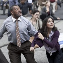 L'uomo d'acciaio: Laurence Fishburne in una scena del film con Rebecca Buller