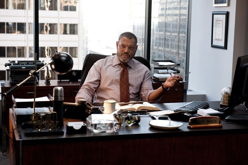 Homem de Aço: Laurence Fishburne como Perry White em uma cena