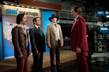 Anchorman 2 - Fotti la notizia: Paul Rudd, Steve Carell, David Koechner e Will Ferrell in una scena del film