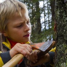 La prima neve:il piccolo Matteo Marchel in una scena del film