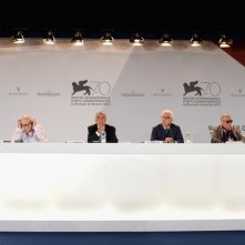 Venezia 2013: Bernardo Bertolucci, Paul Schrader, Alberto Barbera e Paolo Baratta alla conferenza delle giurie