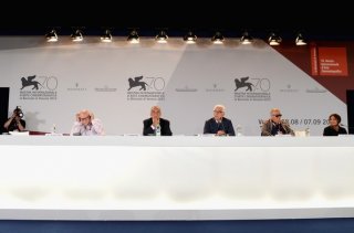 Venezia 2013: Bernardo Bertolucci, Paul Schrader, Alberto Barbera e Paolo Baratta alla conferenza delle giurie